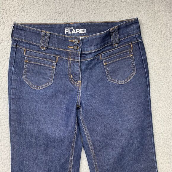 New York & Company Jeans Womens 6 Tall Blue Low Rise Flare Retro Style Denim - Picture 2 of 13